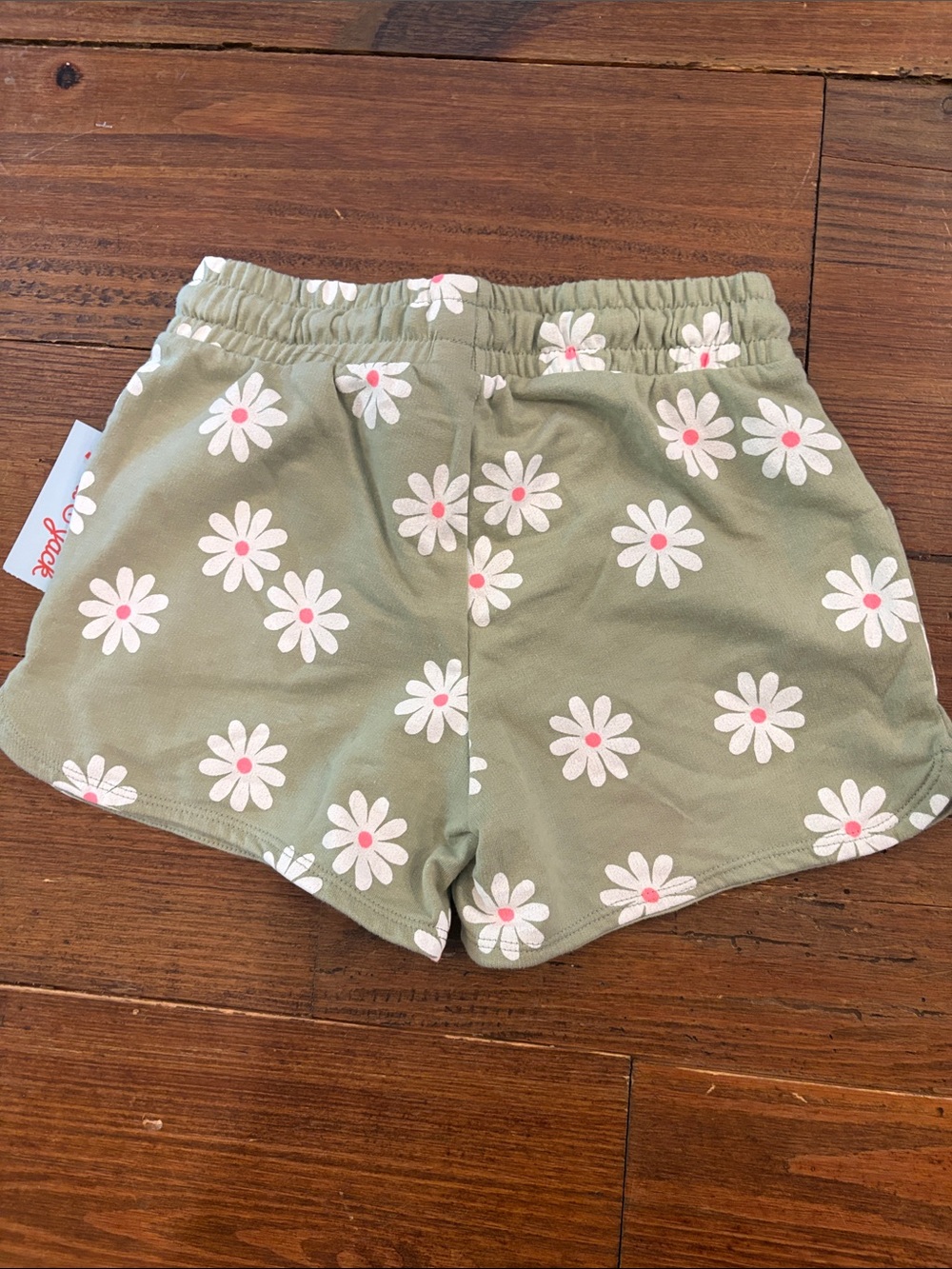 Cat & Jack Olive Green Daisy Print Drawstring Shorts - Picture 6 of 6